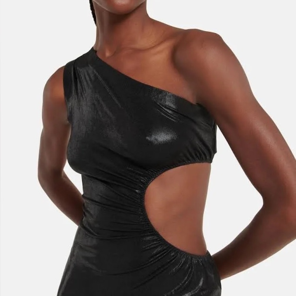 Norma Kamali Shimmering Black One-Shoulder Dress